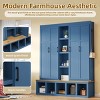 Farmhouse 4-in-1 Hall Tree with Bench & 6 Hooks, 62.9" Mudroom Organizer with Shoe Cabinet & Open Storage-3irtyhousy - 3 of 4