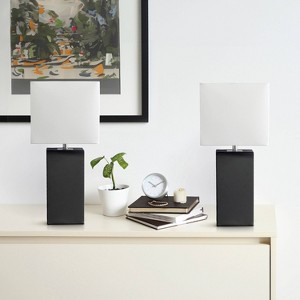 Lalia Home Lexington 21" Leather Base Table Lamps with Fabric Shade - 1 of 4