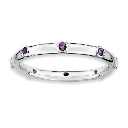 Black Bow Jewelry 2.25mm Sterling Silver Stackable Amethyst Accent Band - image 1 of 4