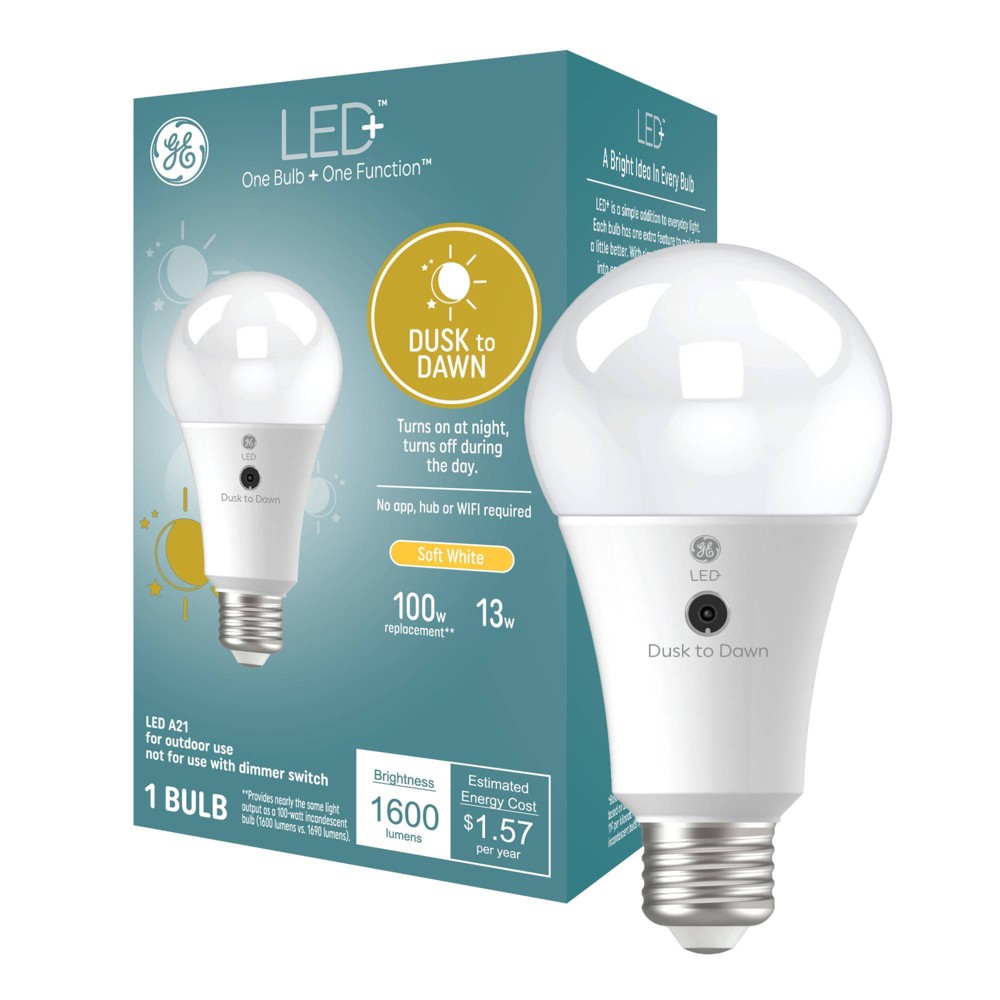 GE Household Lighting LED+ Dusk to Dawn Soft White A21 Light Bulb