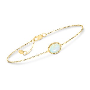 Ross-Simons Oval Opal Roped-Edge Bracelet in 14kt Yellow Gold Size 7 - 1 of 3