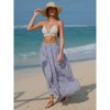 EXLURA Womens Elastic High Waist Flared Maxi Skirts Floral Swing Midi Skirt Casual Summer Long Skirt Beach Vacation Resort - 2 of 4