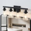 24" Modern Black 4-Light Bathroom Vanity Light Fixture, Industrial Wall Sconce with Clear Glass Shades for Mirror, Bathroom, Bedroom (No Bulbs) - 2 of 4