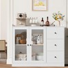 Sideboard Buffet Cabinet with Storage, 43" Coffee Bar Cabinet with Glass Doors and 3 Drawers - 3 of 4