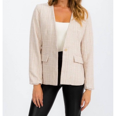 Women's Long Sleeve Tweed Blazer - entro