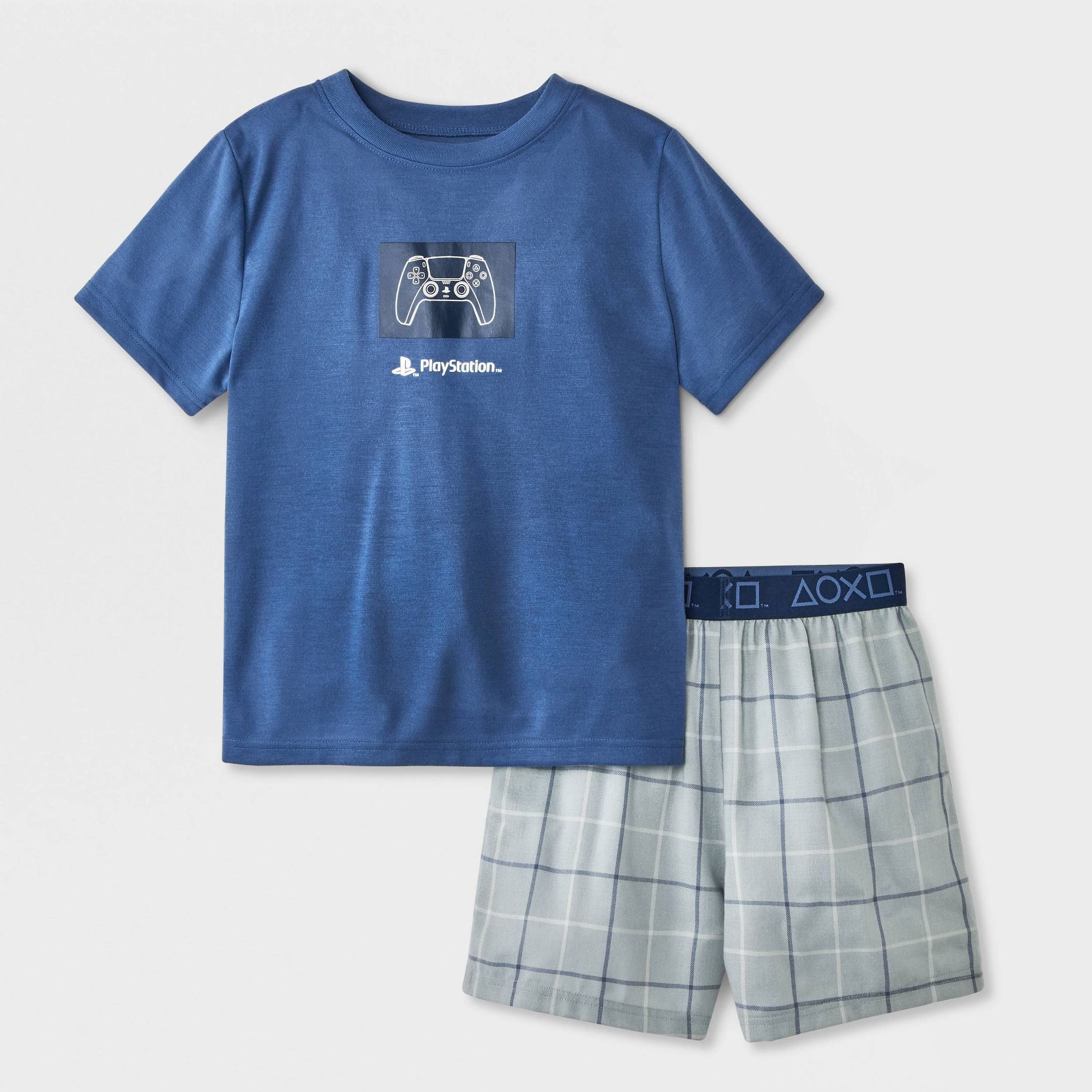 Boys' 2pc Play Station T-Shirt and Shorts Pajama Set - Blue S