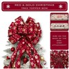 Aoibox Large Christmas Tree Topper Bow 53x13 Inch Velvet Red Gold Snowflake Decorative Ribbon for Tree Wreath Door One Piece - 2 of 4
