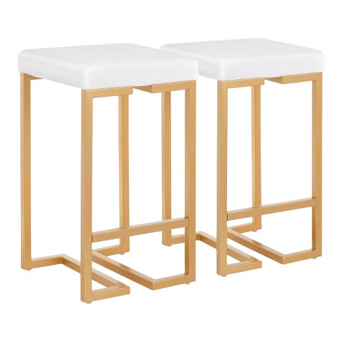 White stool 2024 with gold legs