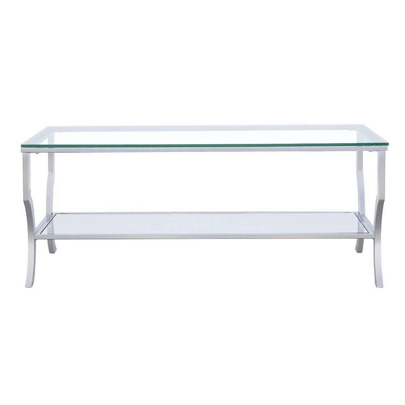 Saide Coffee Table with Glass Top and Mirror Shelf Chrome - Coaster, 4 of 6