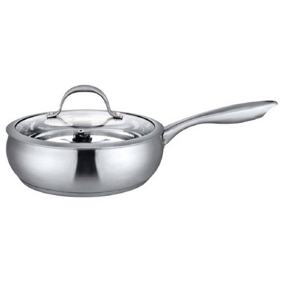 J&V TEXTILES 9.5" Stainless Steel Fry Pan with Lid