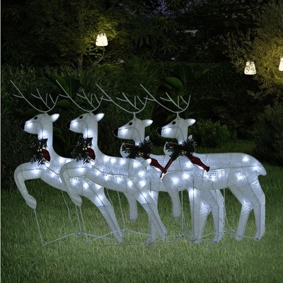 VidaXL Christmas Reindeers 4 pcs White 80 LEDs