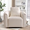White Soft Velvet Arm Chair with Swivel Barrel Accent Chair with Pillow - 4 of 4