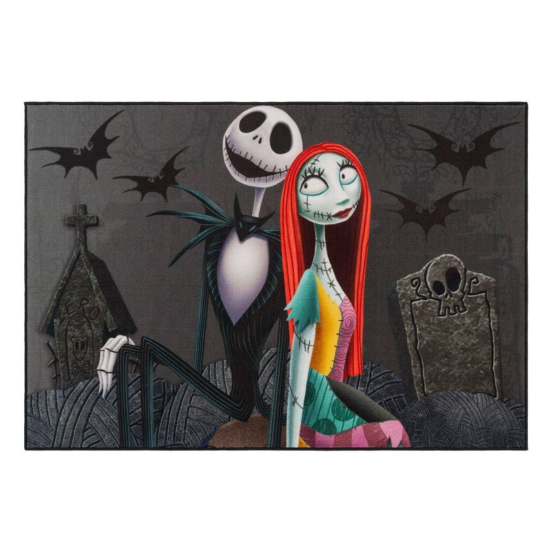 4&#34;x6&#34; Disney Nightmare Before Christmas Jack and Sally Polyester Youth Kids&#39; Area Rug, 1 of 5