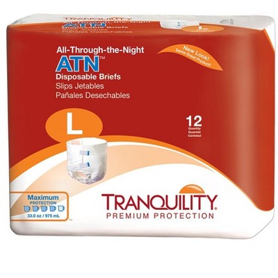 Tranquility ATN (All-Through-the-Night) Adult Disposable Briefs with Re-Fastenable Tabs