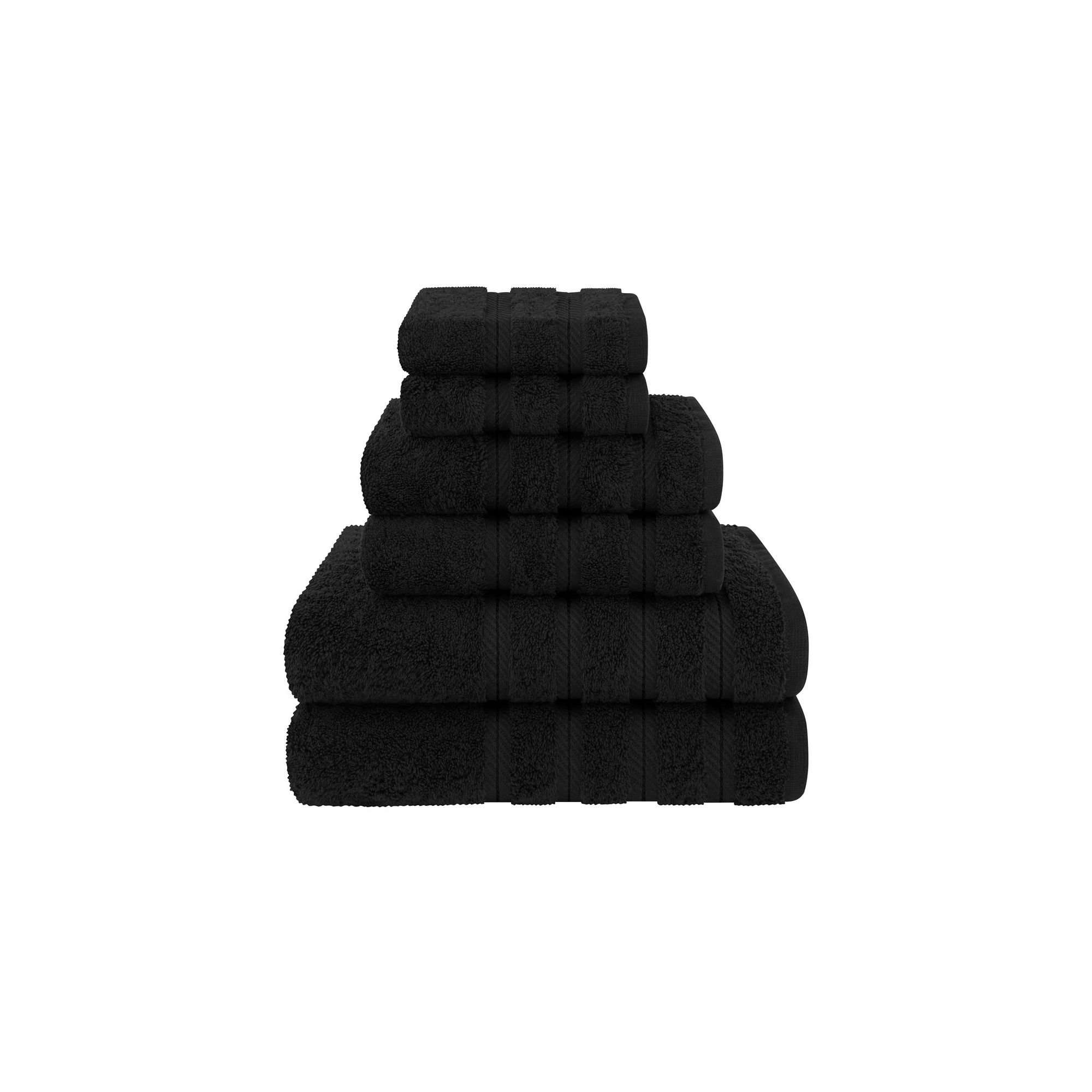 American Soft Linen 6 Piece Towel Set, 100% Cotton Bath Towels for Bathroom, Black