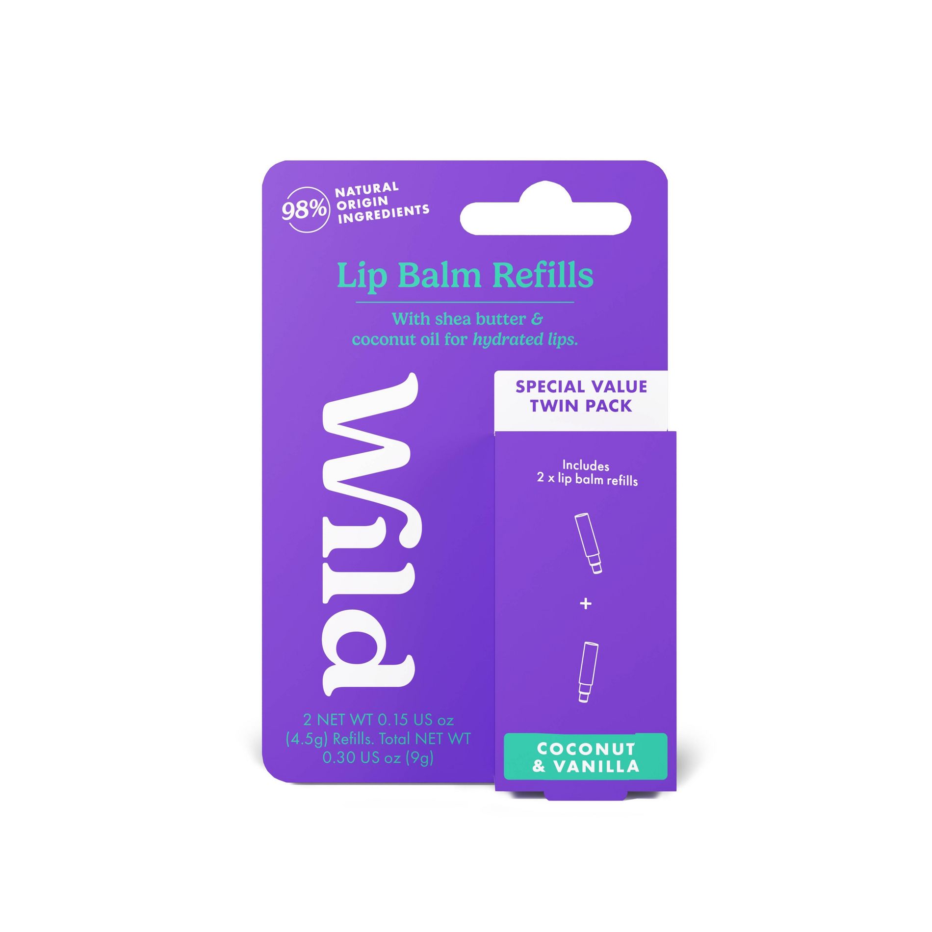 Wild Cosmetics Coconut & Vanilla Lip Balm Refill - 0.3oz/2pk