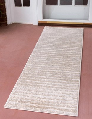Beige and Brown Reversible Outdoor Runner Rug