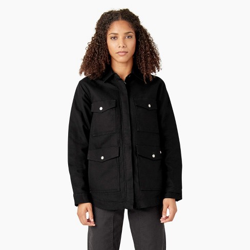 Dickies Women's Duck High Pile Fleece Lined Chore Coat, Black (BKX)