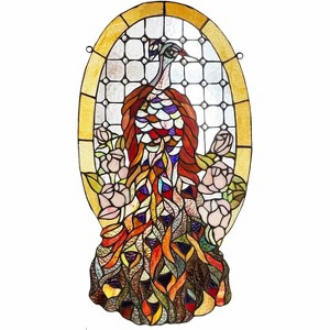 Fine Art Lighting Peacock and Flowers Stained Glass Window Panel, Multi Colors - 1 of 4