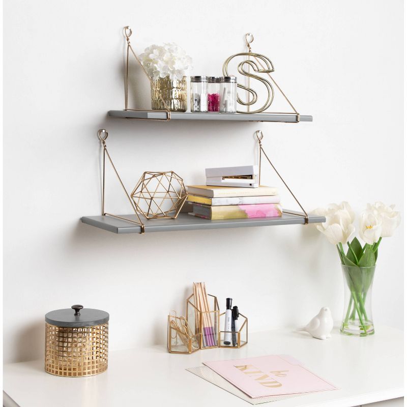 2pc Vista Wood and Metal Wall Shelves - Kate & Laurel All Things Decor, 5 of 8