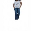 Women's Short Sleeve Striped Button Shoulder Top - Plus Size - mat fashion - 2 of 4