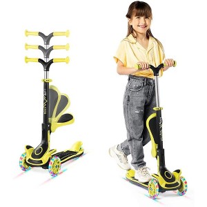 Lifemaster Kids Scooter – Foldable Seat – LED Wheel Lights Illuminate When Rolling – Children and Toddler 3 Wheel Kick Scooter - 1 of 4