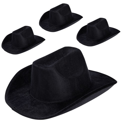 Zodaca 4-pack Black Felt Cowboy Hats - Bulk Pack Of Cowboy Hats