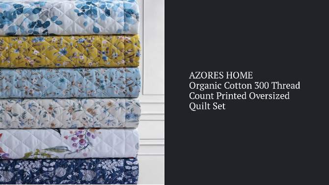 Queen Isabella Organic Cotton Quilt Set White/Blue - Azores Home, 2 of 5, play video