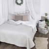FIONECA Luxury Round Quilted Silky Soft Reversible Microfiber Quilt Set White - 2 of 4