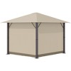 Outsunny 9.7' x 9.7' Patio Gazebo Aluminum Frame Outdoor Canopy Shelter with Sidewalls, Vented Roof for Garden, Lawn, Backyard, and Deck, Khaki - 4 of 4