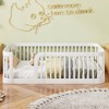Okak Twin Solid Wood Bed Frame, Modern Floor Bed with Heightened Fence for Toddlers/Kids Bedroom - 2 of 4