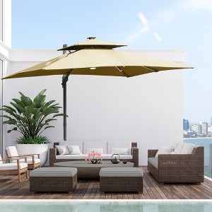 PAGED Rectangle Patio Umbrella Modern Market Umbrella with Push Button Tilt, Crank and 6 Ribs for Garden and Poolside, Base Not Included - 1 of 4