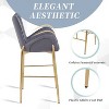 28.75inch Counter Height Bar Stools Set of 2, Bar Height Arm Chairs, Velvet Fabric Stools with Golden Legs and Footrests,Gray - 3 of 4