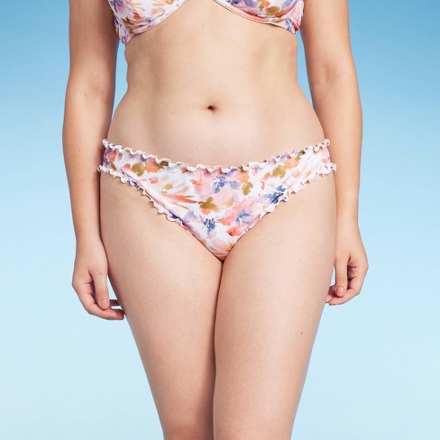 Women's Ruffle Cheeky Bikini Bottom - Shade & Shore™ Multi Floral Print XS