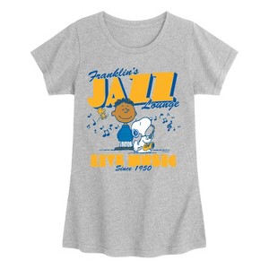 Girls' - Peanuts - Franklins Jazz Lounge Fitted Short Sleeve Graphic T-Shirt - 1 of 4