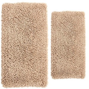 Knightsbridge Melbourne 220 GSF Non Skid Back Bath Rug Set - 2- Piece - 17x24 and 21x34", Natural - 1 of 1