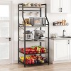 Kitchen Bakers Rack with Large Wire Baskets & 8 Hooks, Industrial Microwave Oven Stand Coffee Bar Station, Kitchen Utility Storage Shelf - 3 of 4