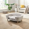 30" Elevated Small Dog Bed Frame with Corduroy Cushion,Modern Pet Sofa With Wooden Legs for Dogs up to 25 lbs-LAOTIES - 3 of 4