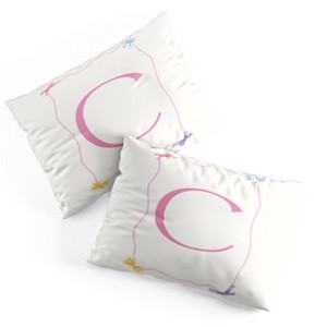 Deny Designs Standard April Lane Art Simple Bow Monogram C Microfiber Printed Pillow Sham - 1 of 3
