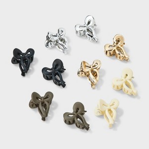 Mini Bow Claw Hair Clip Set 10pc - Wild Fable™ Cream/Black/Silver - 1 of 3