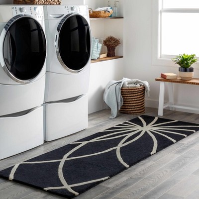 Hauteloom Davison Black Geometric Wool Carpet