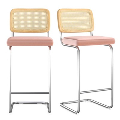 FURNIinspire Dining Chair, Counter Height Bar Stools Set of 2, Bar Chairs and Stools, Armless, Ideal for Kitchen Islands, Pink, 18.9"*17.7"*42.5"