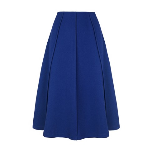 Allegra K Women's High Waist Stretch A-line Pleated Flared Skirt Royal Blue  X Small : Target