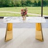 Vynxaria Dining Tables - 63" Pandora Pattern Elegance with Golden Butterfly Legs - 2 of 4