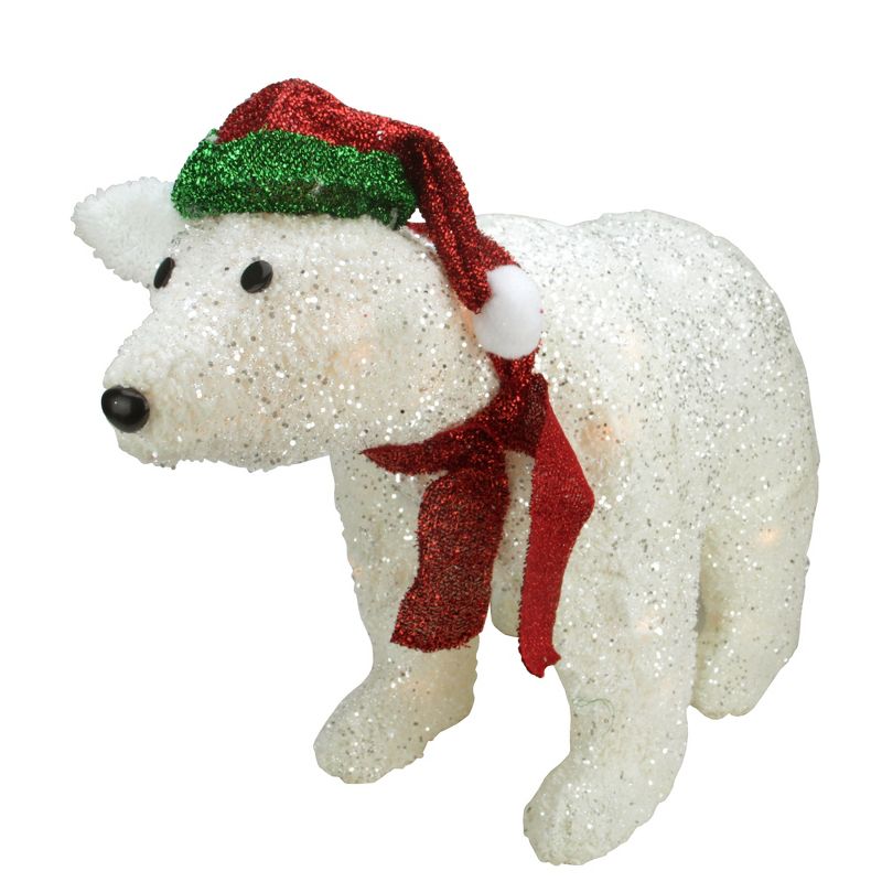Northlight 23" Pre-Lit White Glittered Polar Bear Outdoor Christmas Decoration, 1 of 4