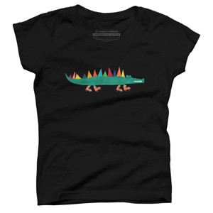 Girl's Design By Humans Whimsical Crocodile On Skates By radiomode T-Shirt - 1 of 2