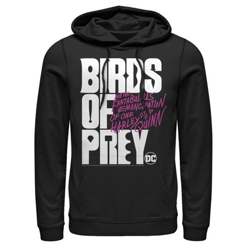 Men s Birds of Prey Bold Text Logo Pull Over Hoodie Black X Large