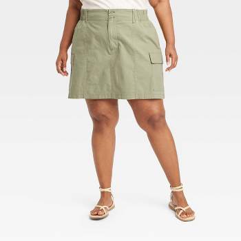 Women's High-Rise Cargo Mini A-Line Skirt - Ava & Viv™