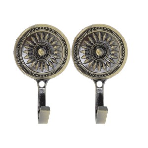 Unique Bargains Curtain Holdbacks Sunflower Petal Hooks Zinc Alloy 3.54"x2.01" 1 Pair - 1 of 4