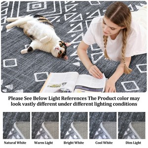 Modern Geometric Area Rug Soft Washable Rug Non Slip Non Shedding Floor Carpet, Low Pile Thin Rug, Distressed Southwestern Rug, Indoor Printed Rug - 1 of 4